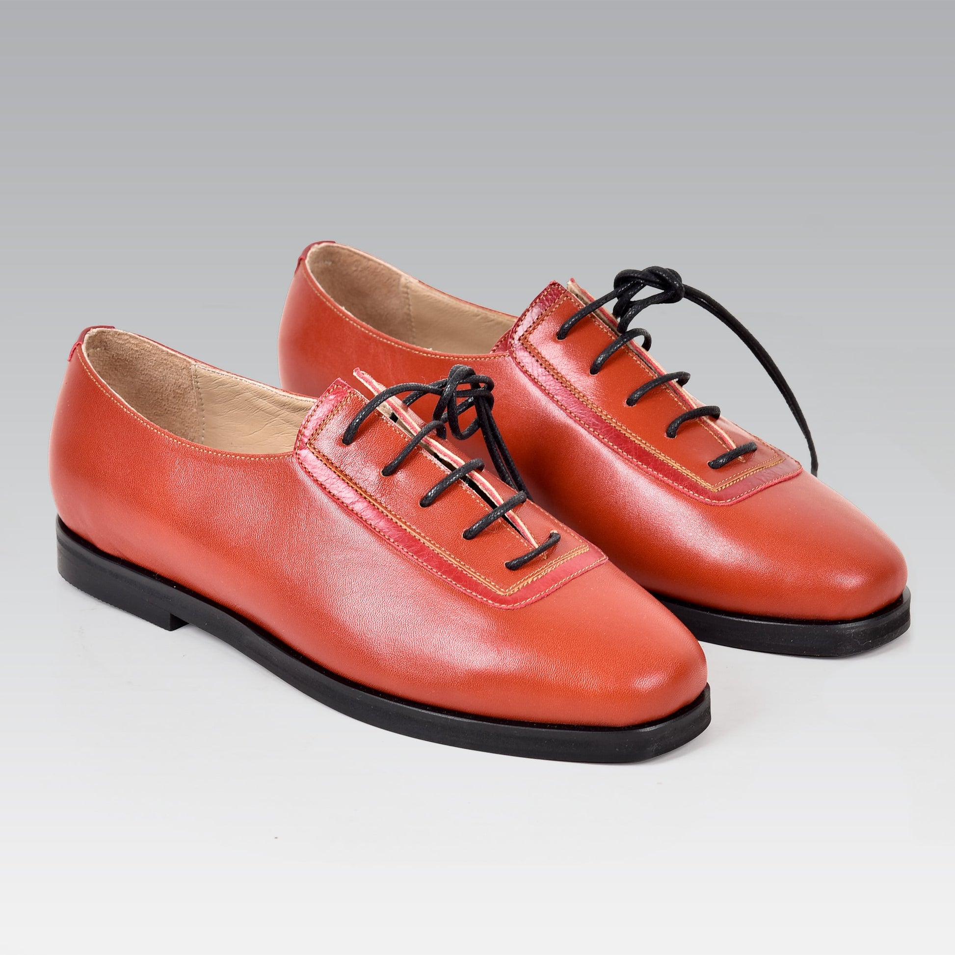 Red genuine leather handmade shoes