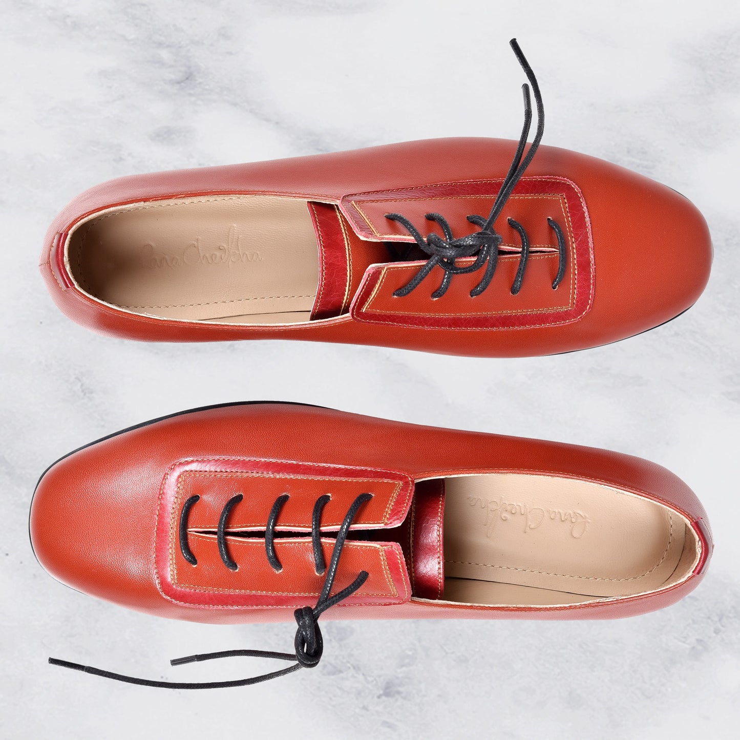 Red genuine leather handmade shoes