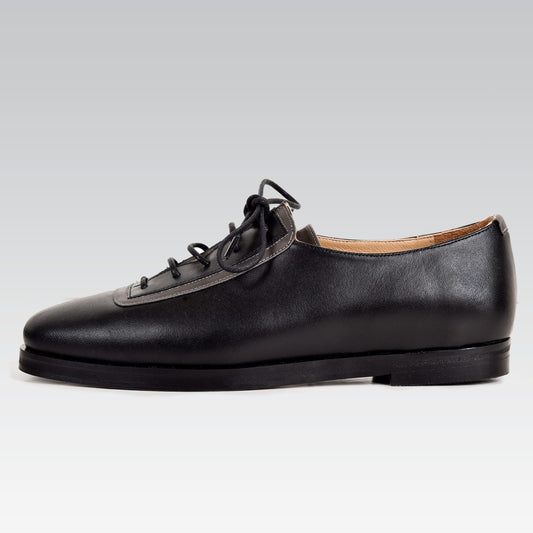 Black genuine leather handmade shoes