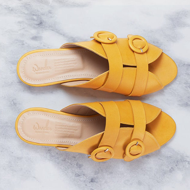 Mustard Comfortable Leather Slippers