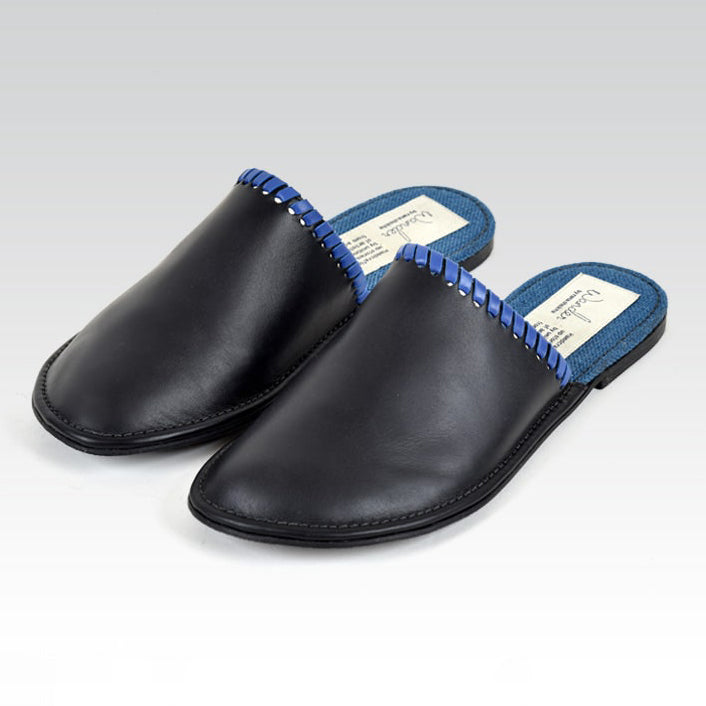 Joon Him & Her Slipper | Black Calfskin Leather - Rana Cheikha