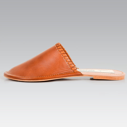Joon Him & Her Slipper | Camel Calfskin Leather