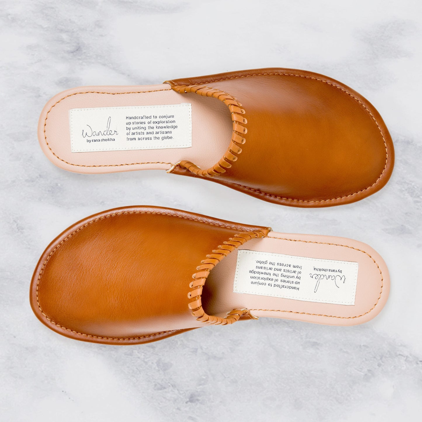 Joon Him & Her Slipper | Camel Calfskin Leather