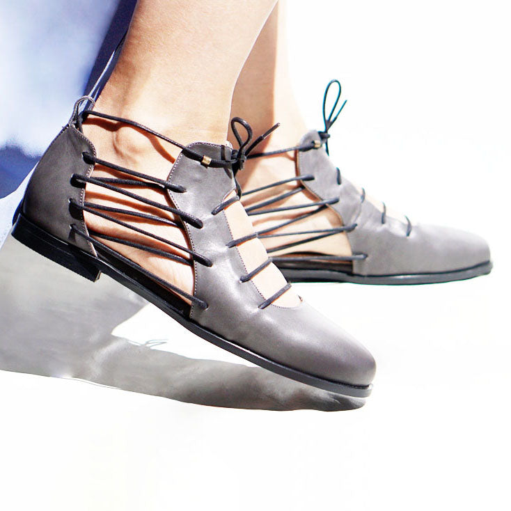 grey genuine leather shoe