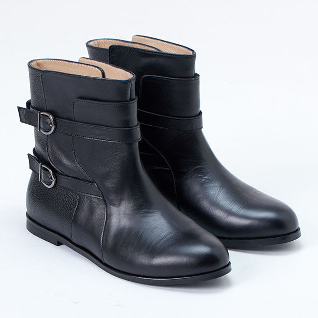 black genuine calfskin leather boot
