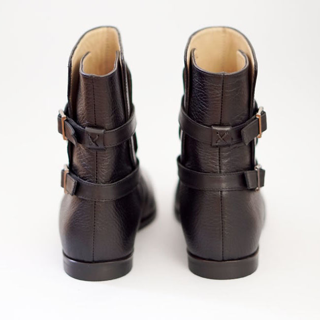 black genuine calfskin leather boot