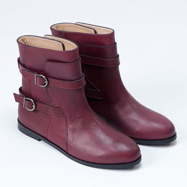 wine burgundy genuine calfskin leather boot