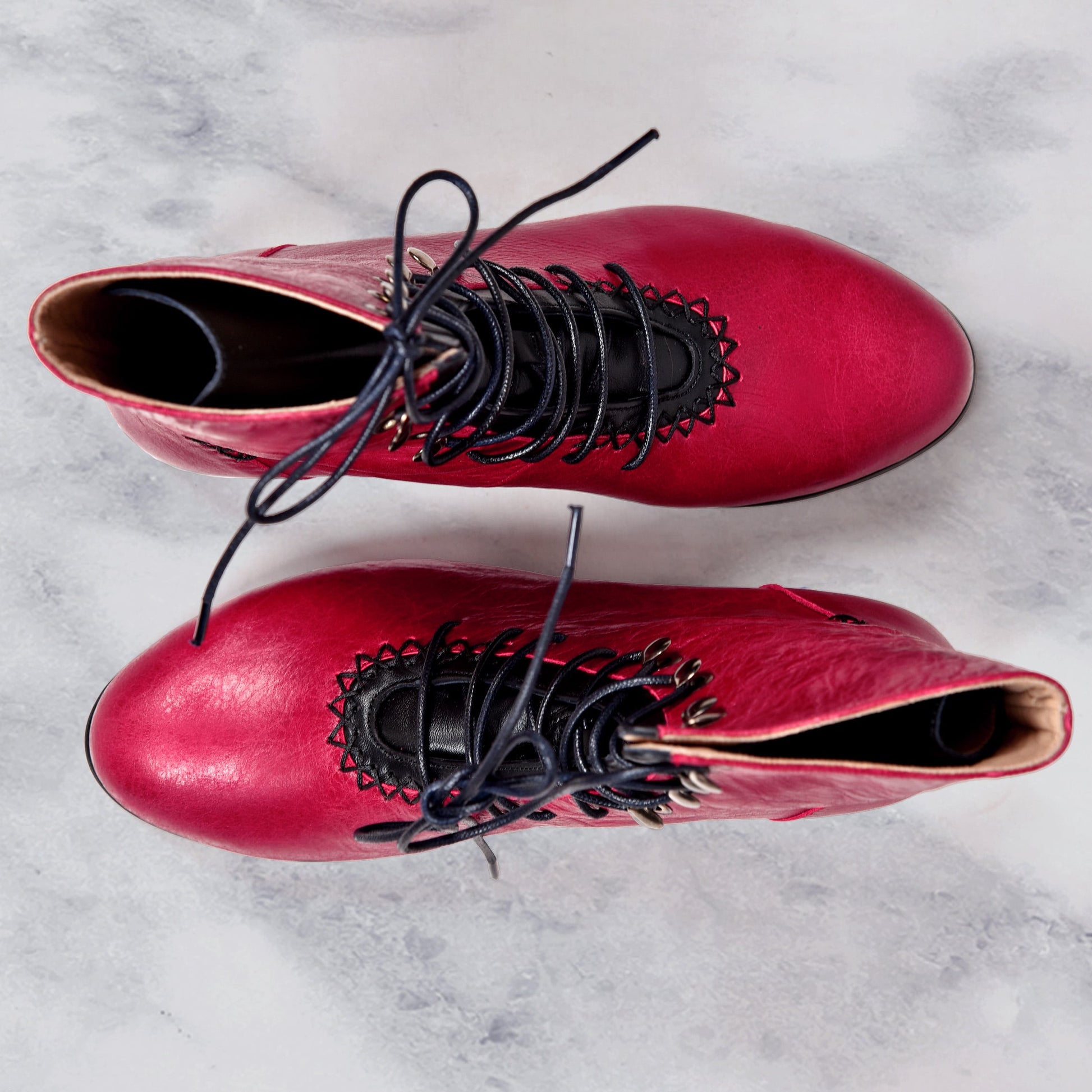 Rehan Calf Boot | Ruby & Black Calfskin Leather - Rana Cheikha