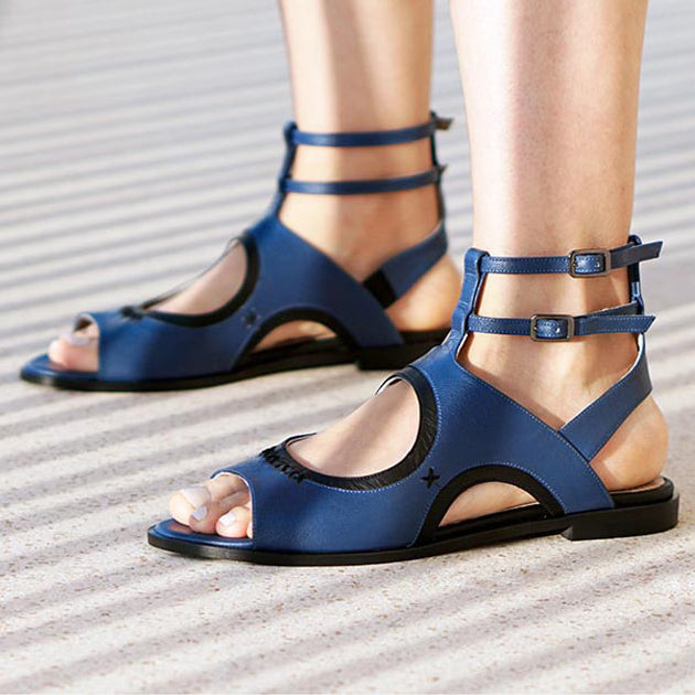 Blue Leather Sandals