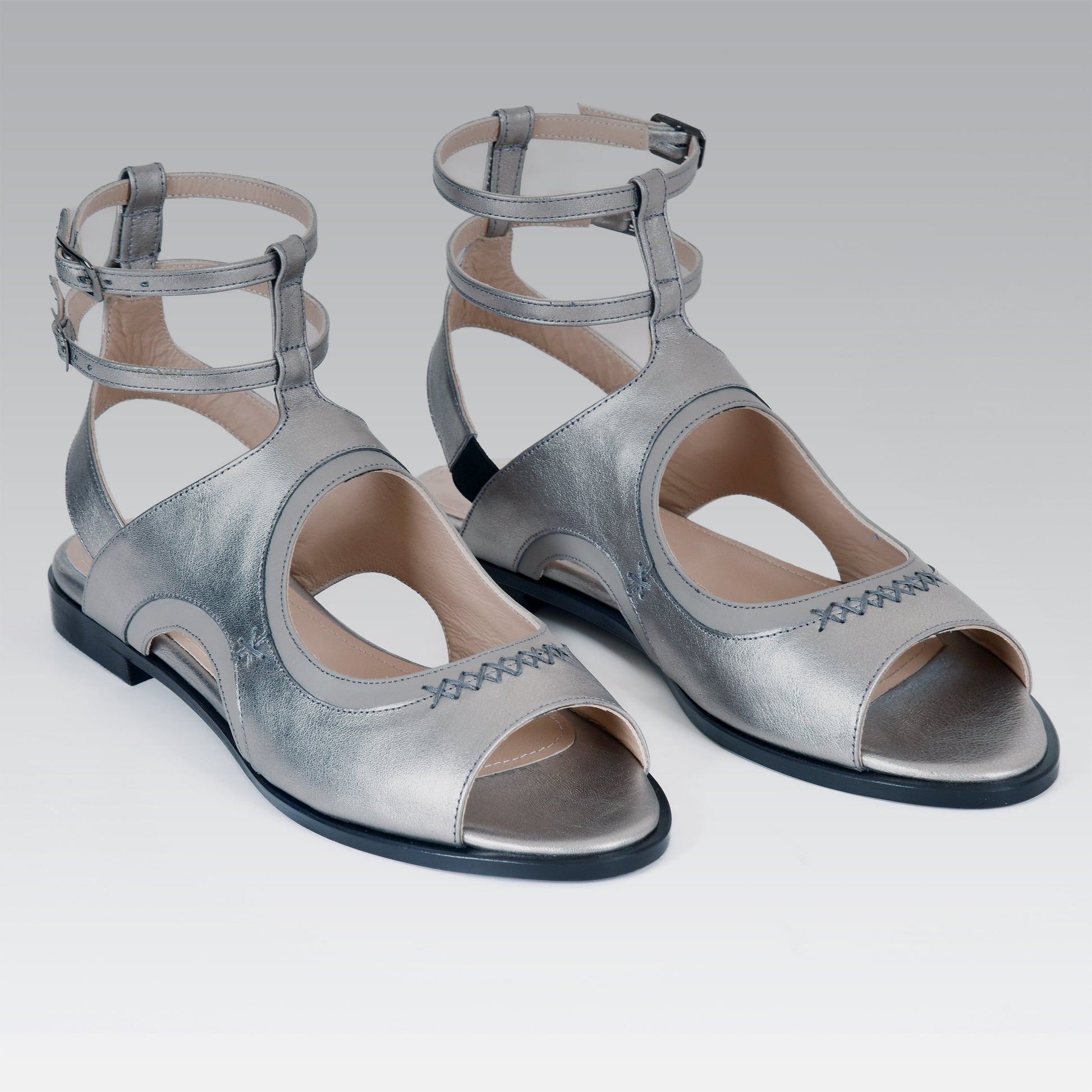 Sia Summer Sandal, Silver Calfskin Leather, Handmade Shoes, Comfortable Shoes, Genuine Leather Shoes, Wedding Shoes