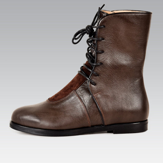 Handmade brown genuine leather calf boot