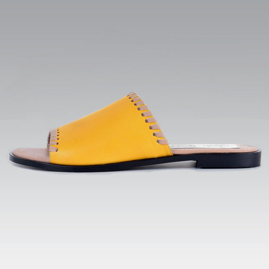 Yellow leather slipper