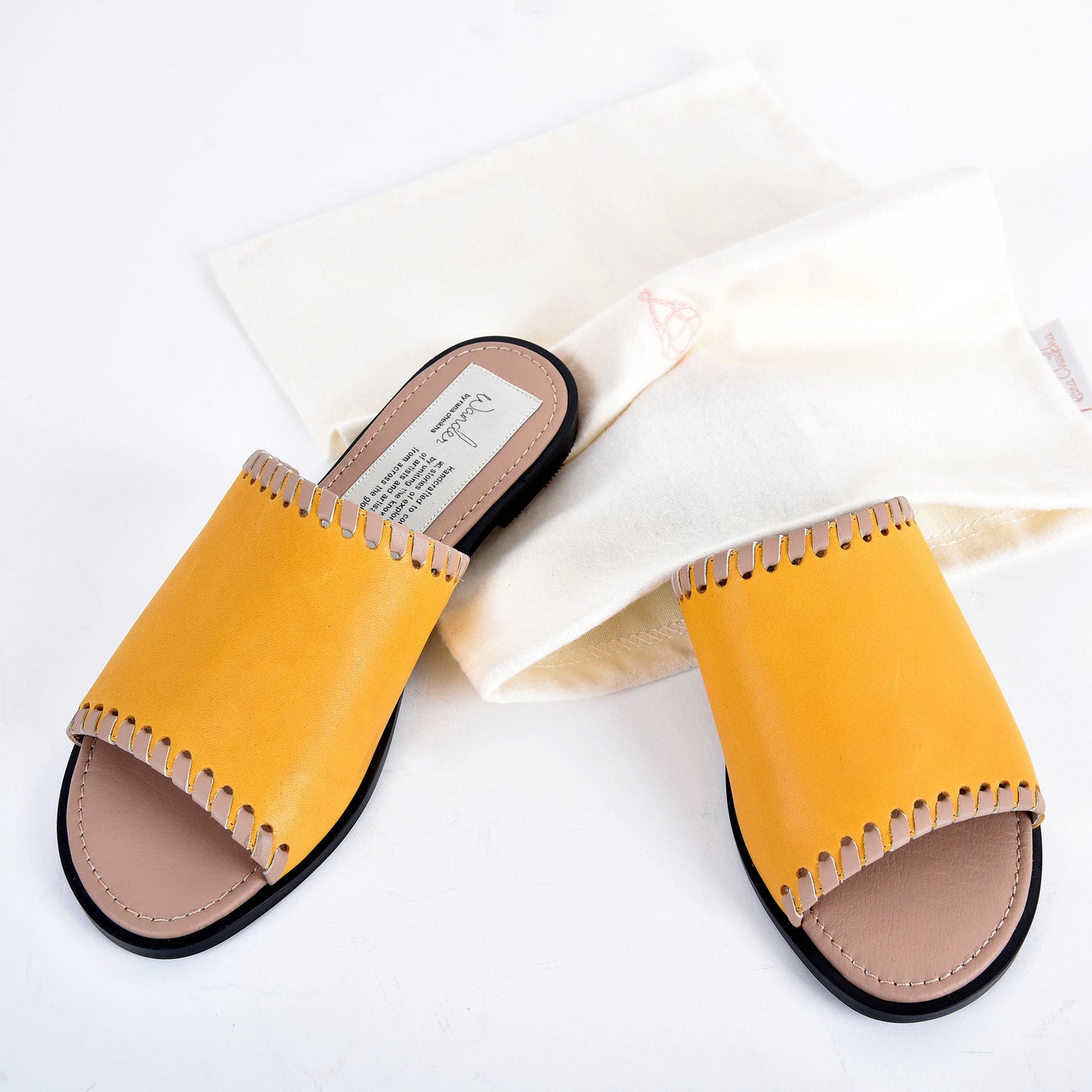 Yellow leather slipper