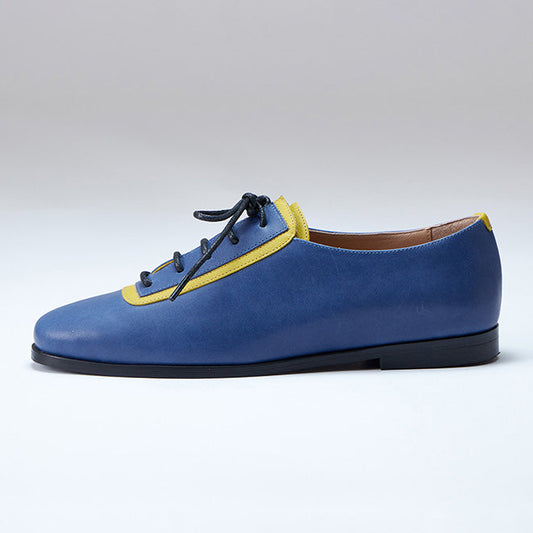 blue genuine calfskin leather oxford shoe