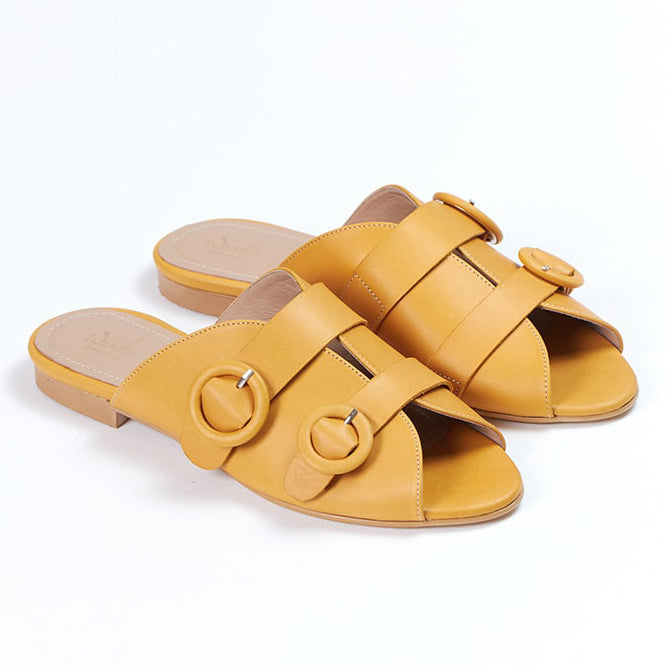 Mustard Comfortable Leather Slippers