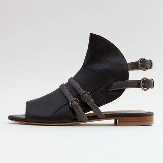 Genuine Black Leather Sandals