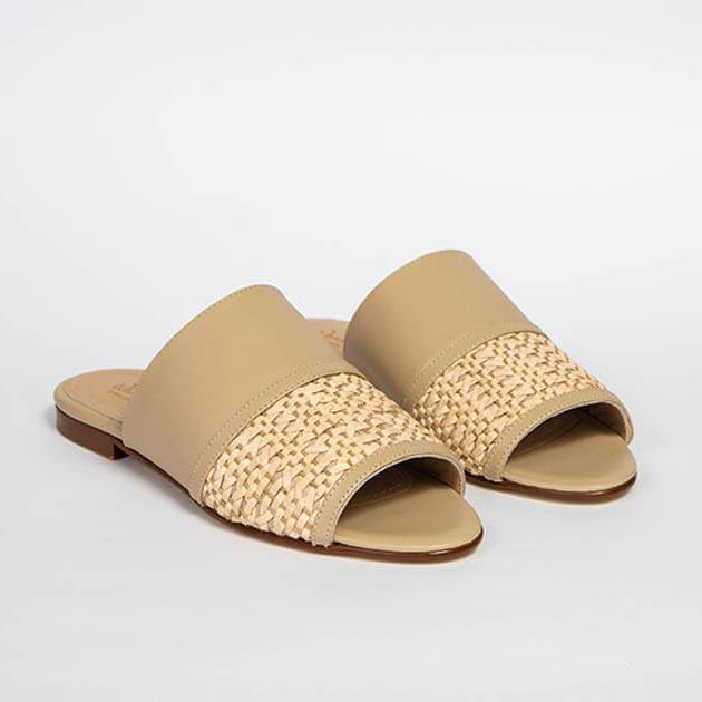 Genuine Nude Leather Handmade Slide