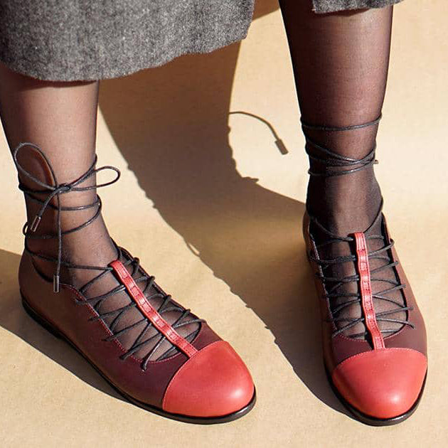 burgundy bordeaux red genuine calfskin leather t-strap lace-up laces toe cap shoe