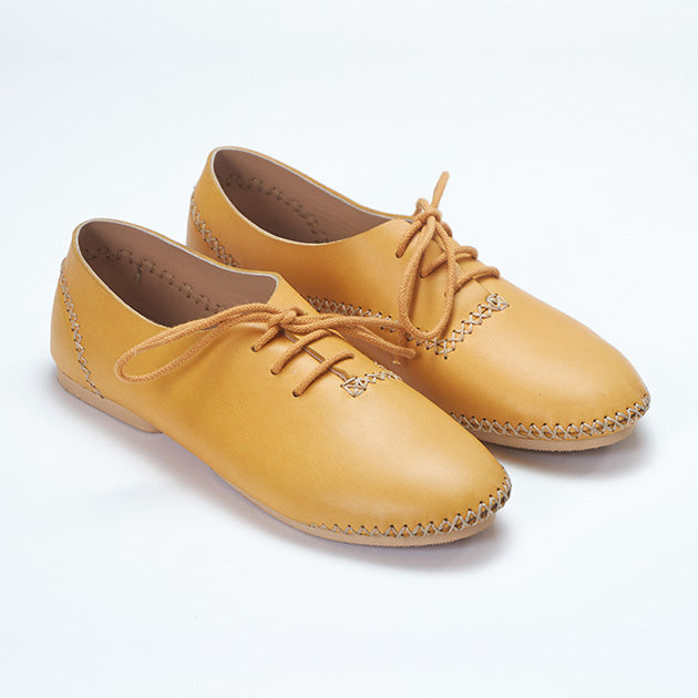 mustard genuine calfskin leather moccasin shoe