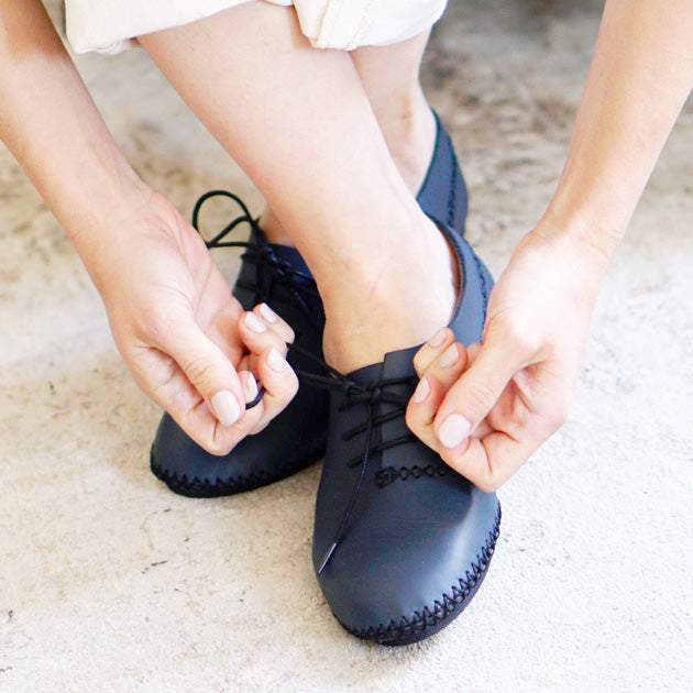 navy blue genuine calfskin leather moccasin shoe