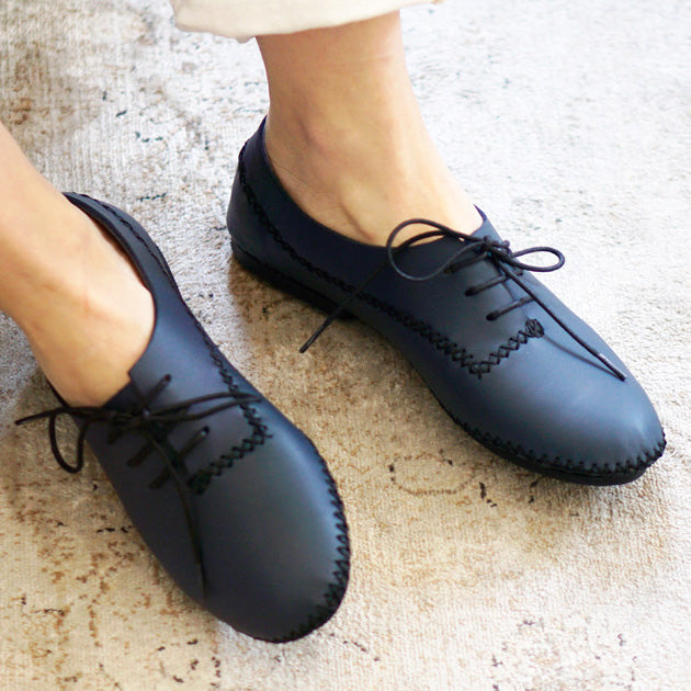 navy blue genuine calfskin leather moccasin shoe
