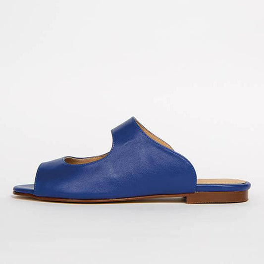 Genuine Blue Leather Handmade Comfortable Slide