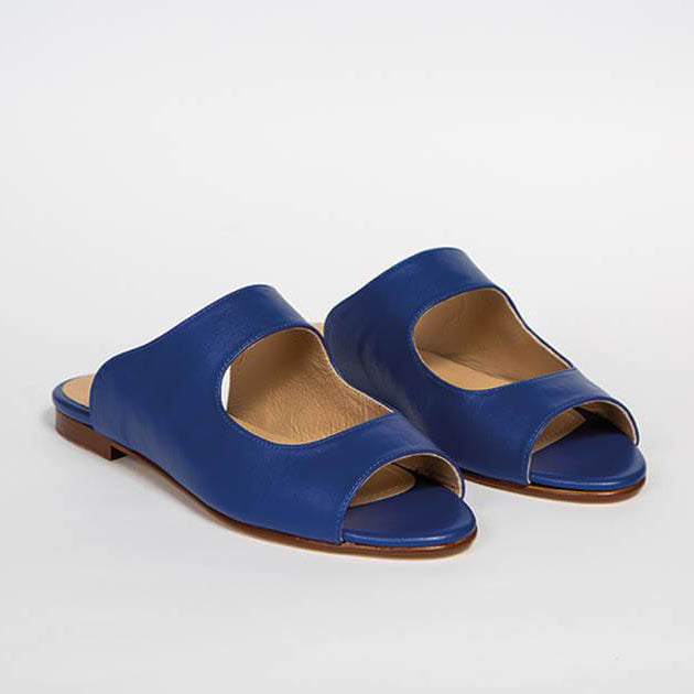 Genuine Blue Leather Handmade Slide