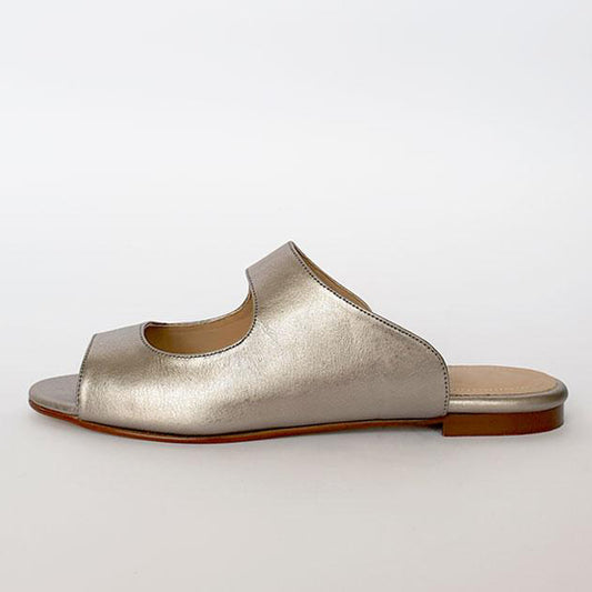 Silver Genuine Leather Slide