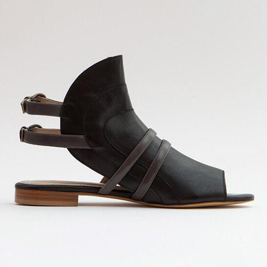 Genuine Black Leather Sandals