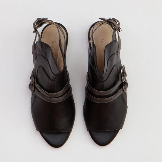 Genuine Black Leather Sandals