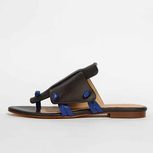 Black Genuine Leather Sllide