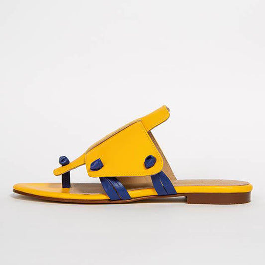 Genuine Mustard Leather Handmade Comfortable Slide