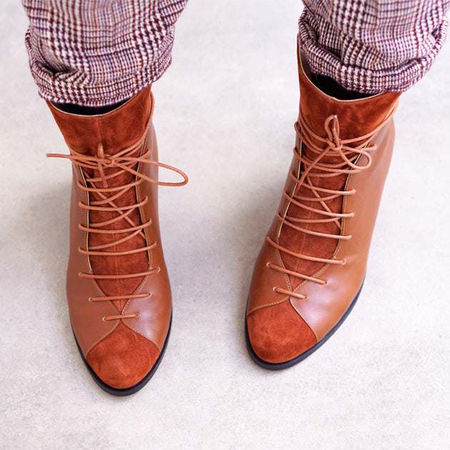 Camel Leather Comfortable Block Heel Boot