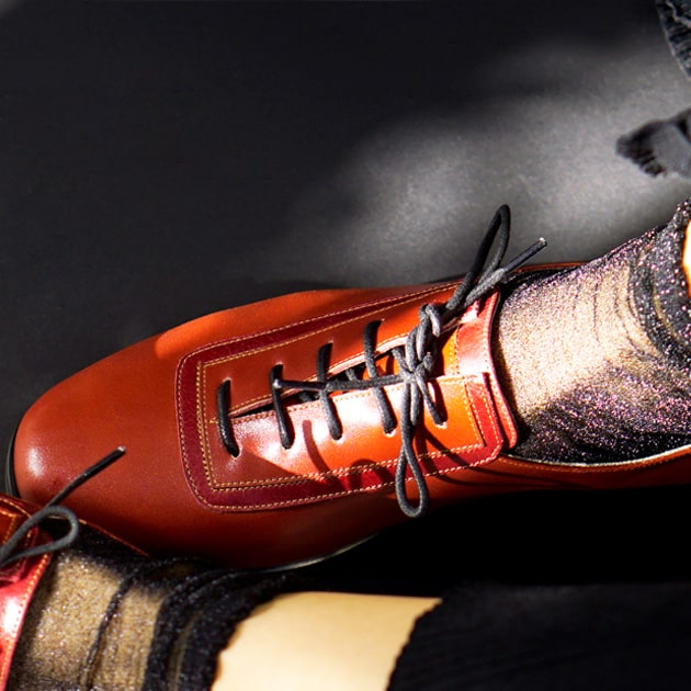 Red genuine leather handmade shoes
