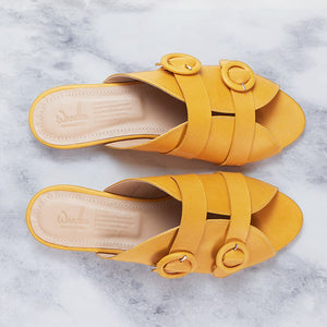 Mustard Comfortable Leather Slippers
