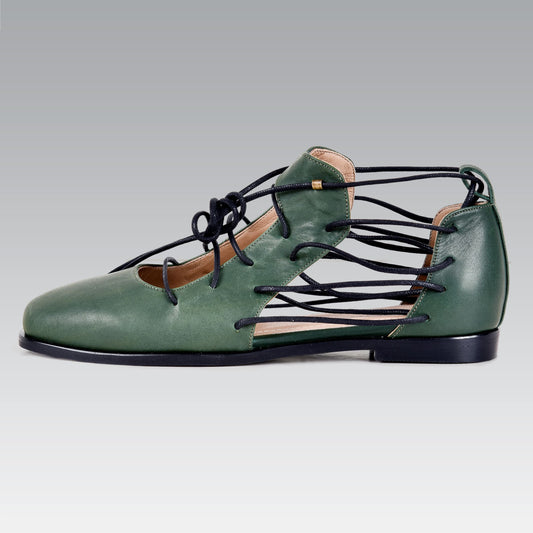 Kawkab Green Leather Shoe