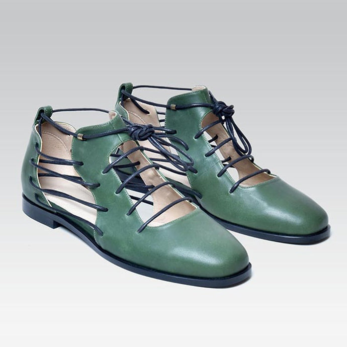 Green Leather Woman's Shoes