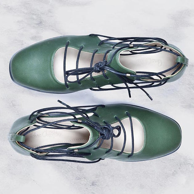 Green Leather Unique Woman's Shoes