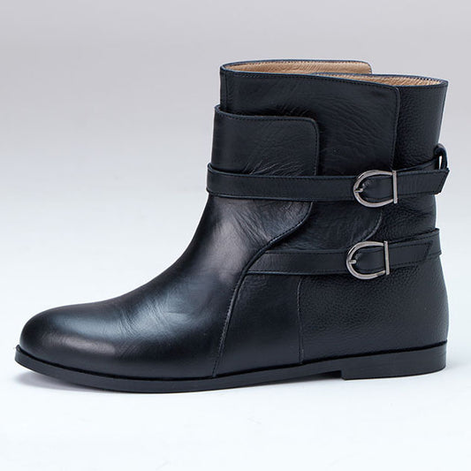 black genuine calfskin leather boot