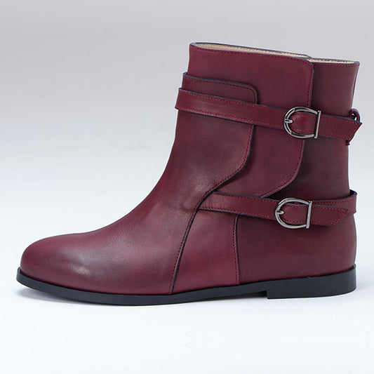 wine burgundy genuine calfskin leather boot