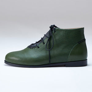 green black genuine calfskin leather ankle boot shoe