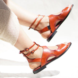 Red Leather Comfortable Sandals