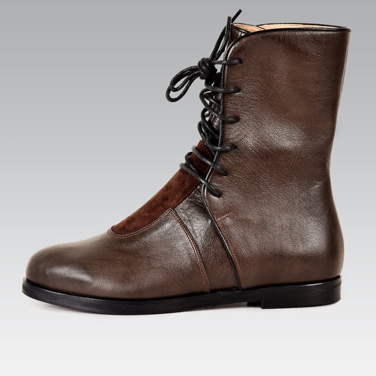 Handmade brown genuine leather calf boot 