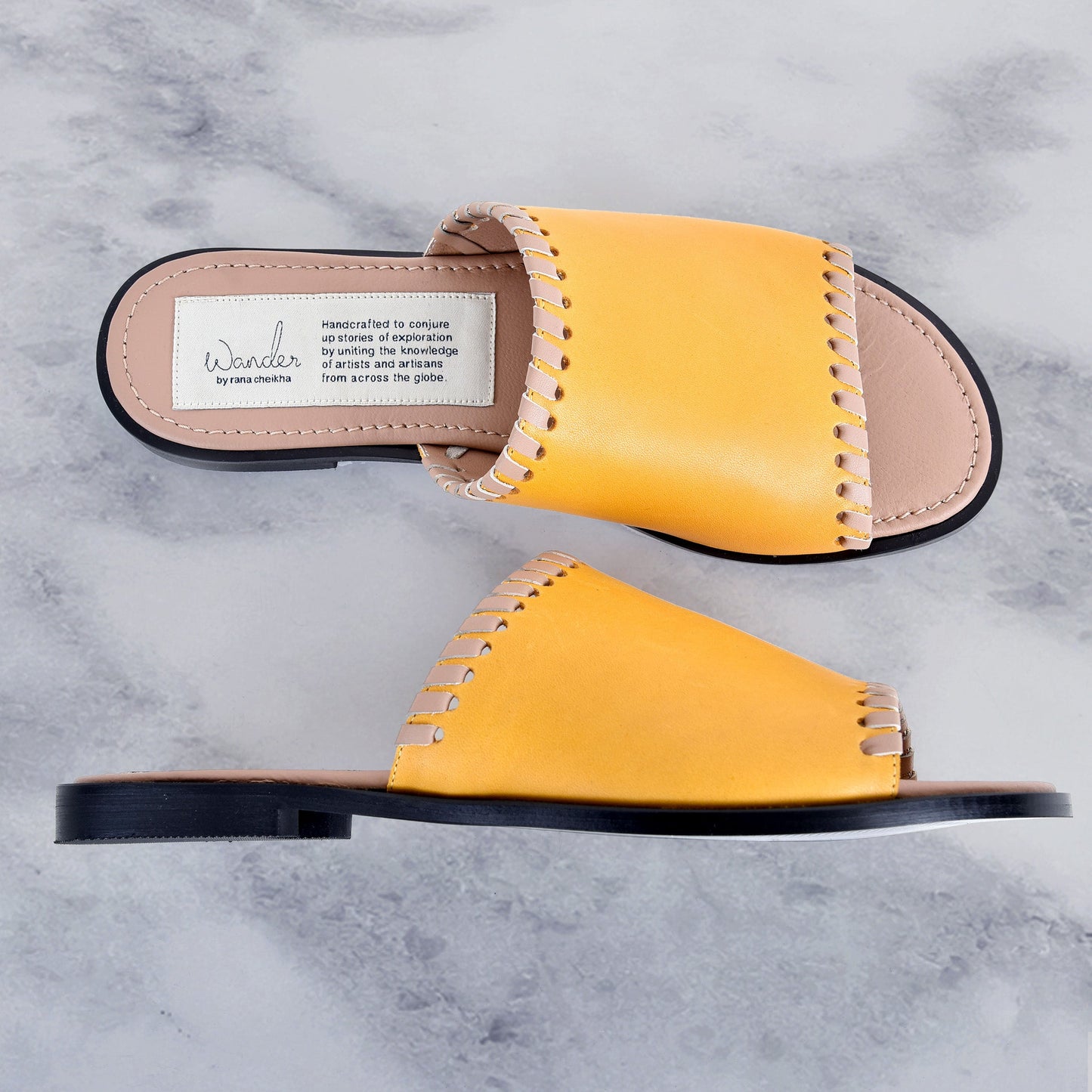 Yellow leather slipper