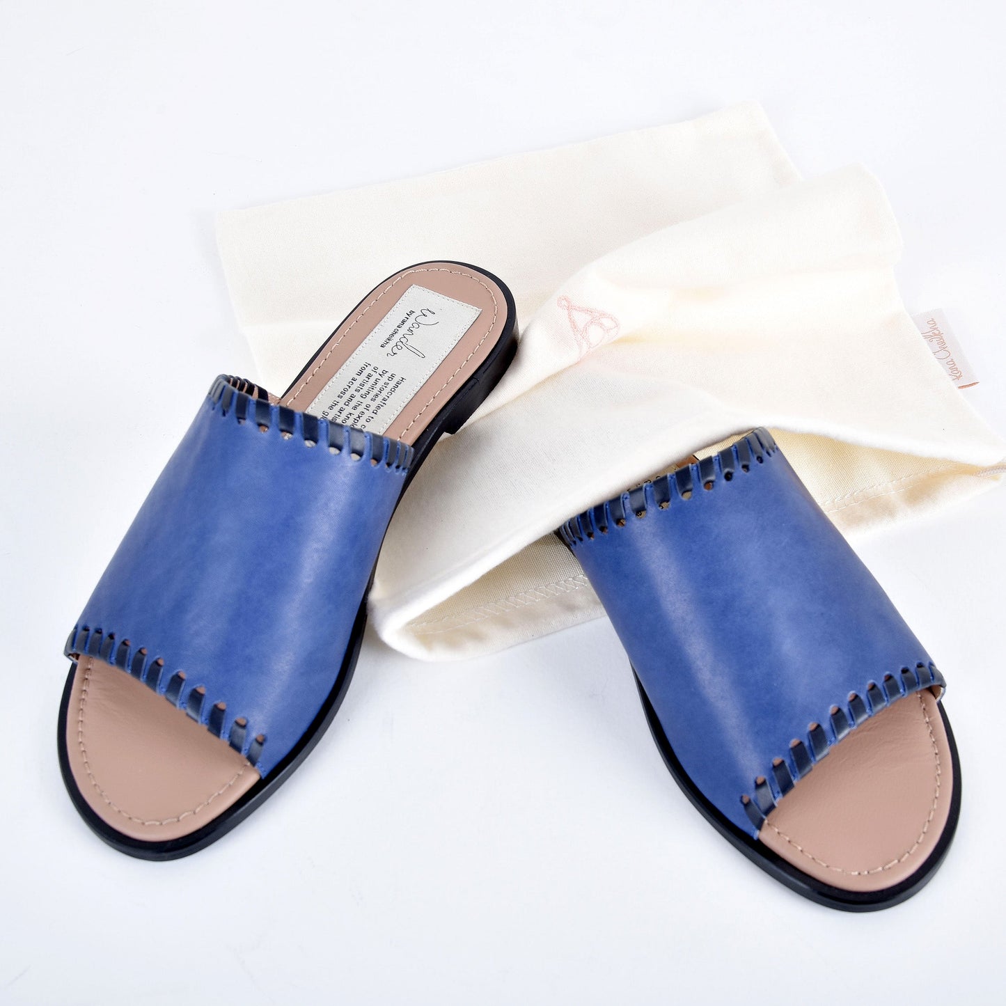 Blue leather slipper