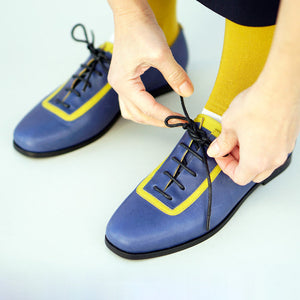blue genuine calfskin leather oxford shoe