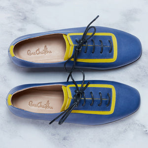 blue genuine calfskin leather oxford shoe