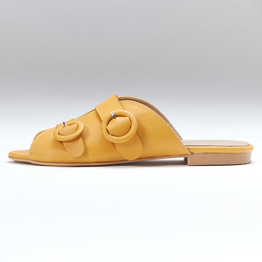 Mustard Comfortable Leather Slippers