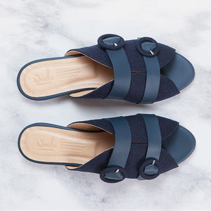 Navy Comfortable Leather Slippers
