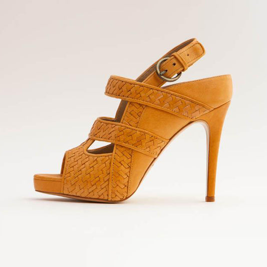 Genuine Calfskin Leather Woman Comfortable High Heel Sandal